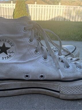 Converse High Top Sneakers in Light Gray and White